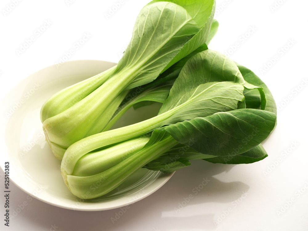 白い皿とチンゲンサイ