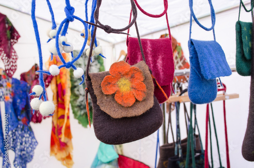 felt wool girl bag sold outdoor street market fair