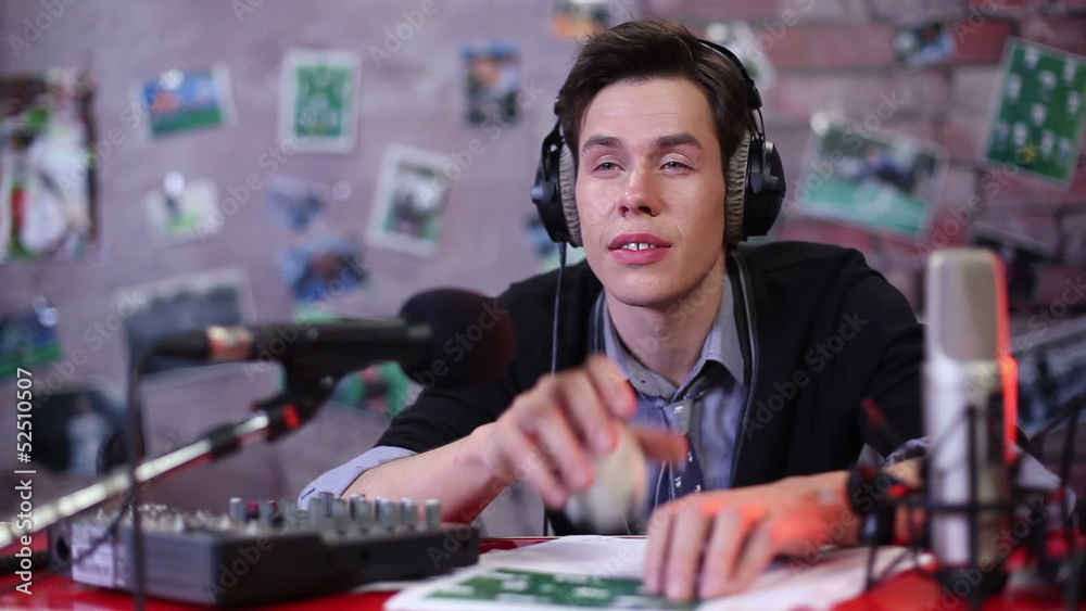 Sport event commentator or radio dj is falling asleep on the air Sport event commentator or radio dj is falling asleep on the air