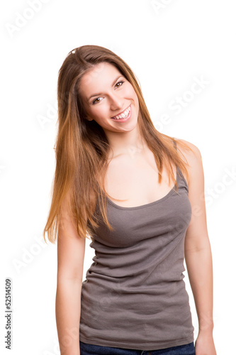 Attractive blonde woman posing and smiling
