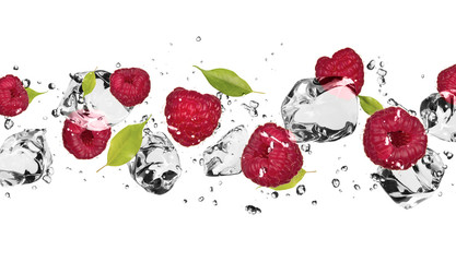 Fototapete Obst im Eis Eisfrucht auf weißem Hintergrund  © Jag_cz