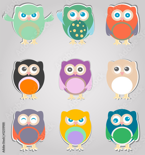 Wallpaper Mural set of cute owls Torontodigital.ca