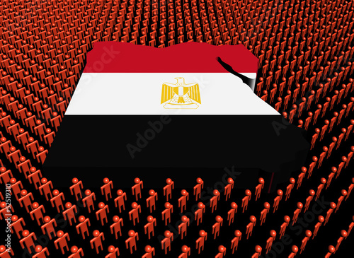 Egypt map flag surrounded by many abstract people illustration
