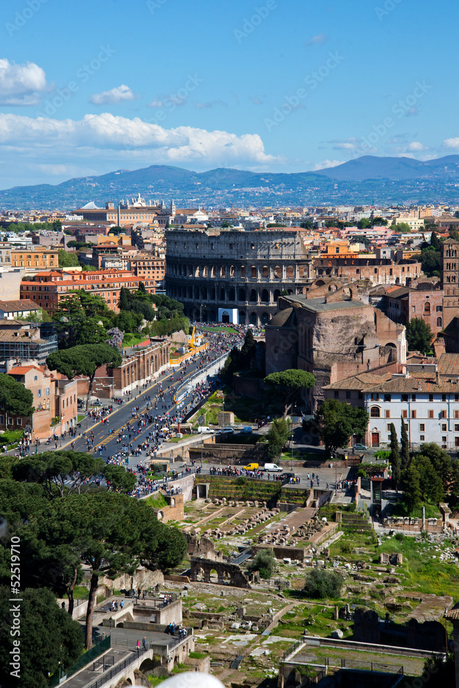 Panoramic view of ancient Roman ruins
