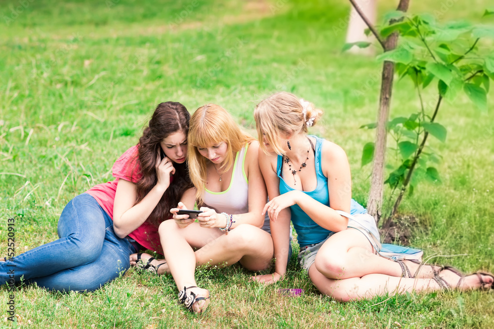 Group Of happy smiling Teenage Students outdoor Group Of happy smiling Teenage Students outdoor