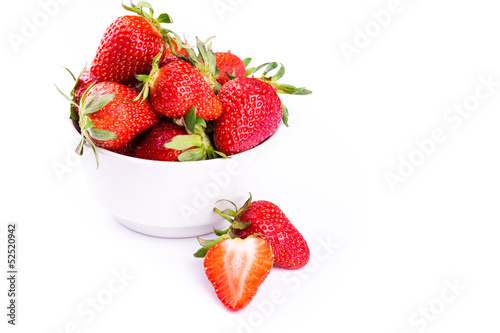 Fresh strawberries isolated on white background.
