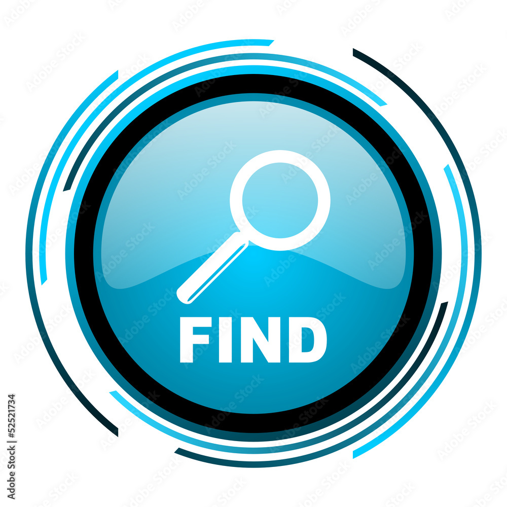 find blue circle glossy icon find blue circle glossy icon