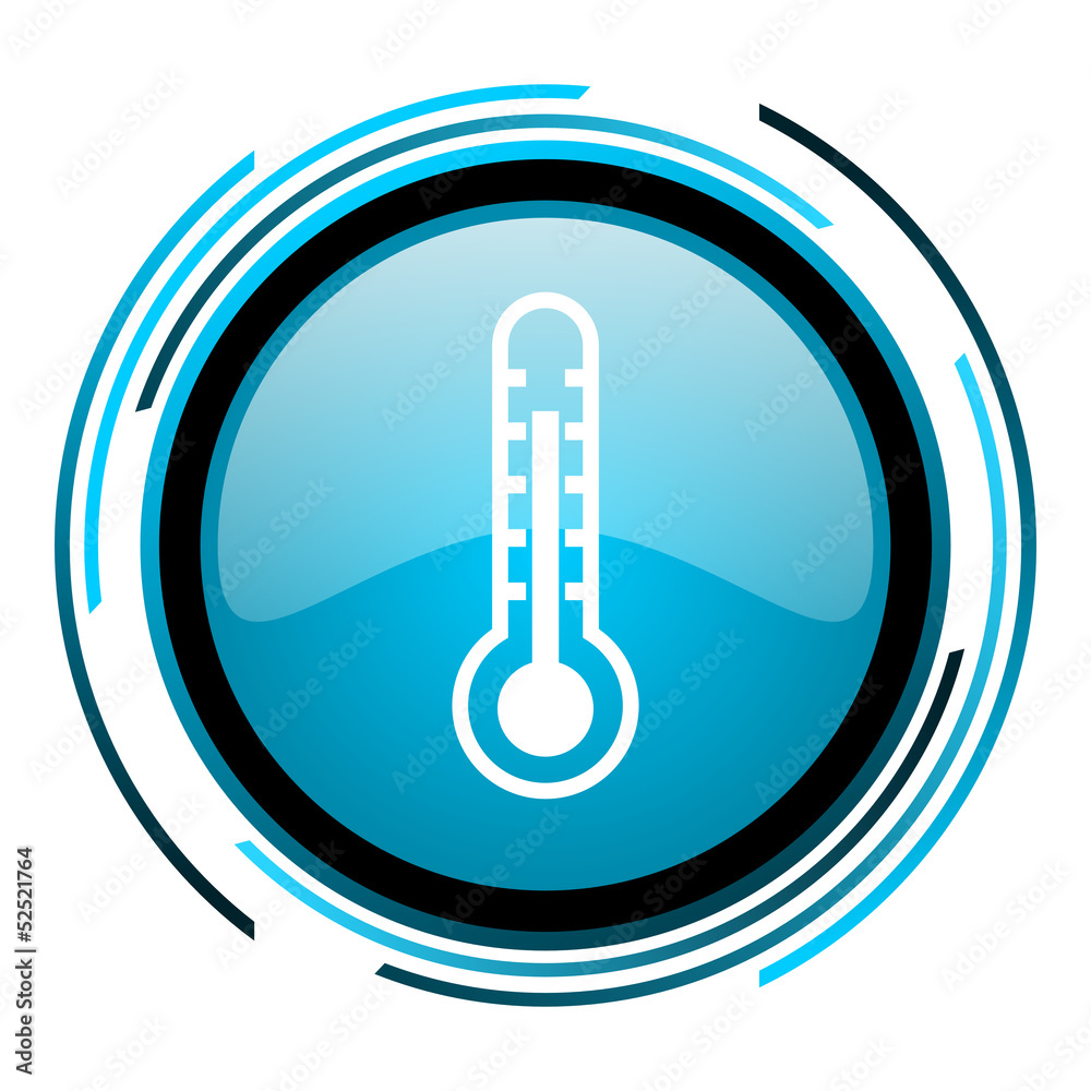 thermometer blue circle glossy icon