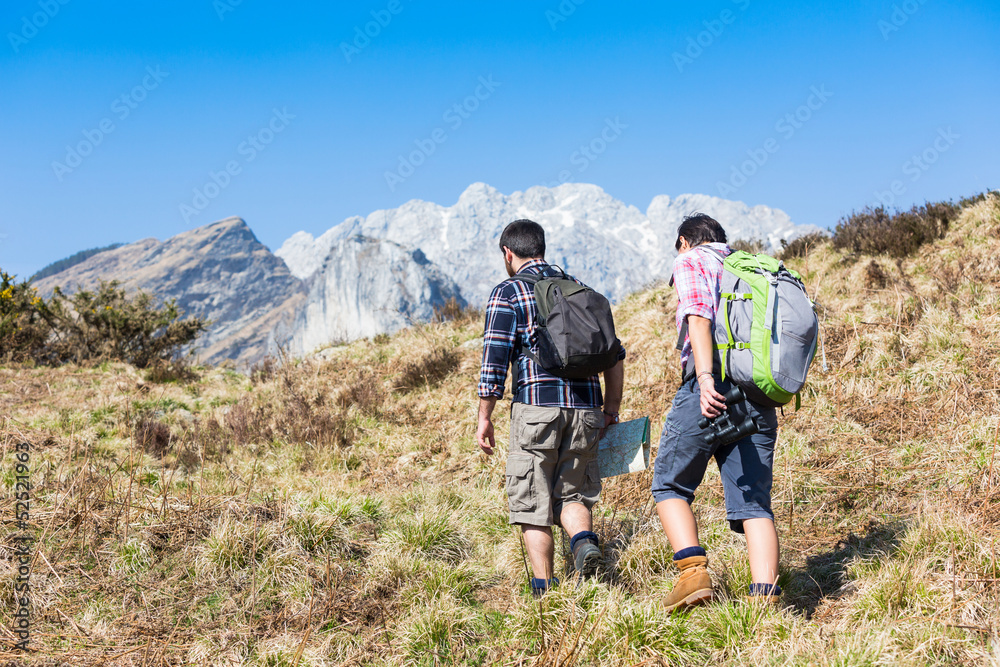 Young Couple Hiking in the Nature