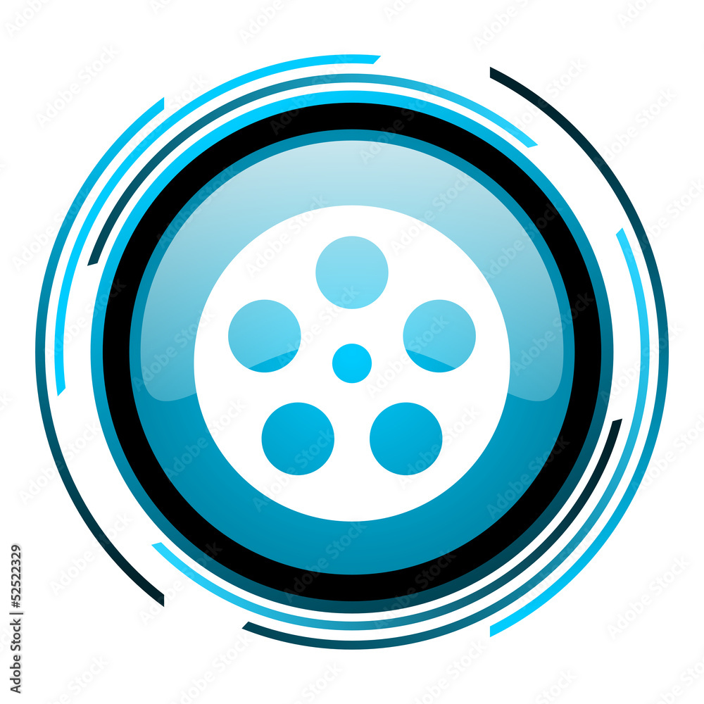 film blue circle glossy icon