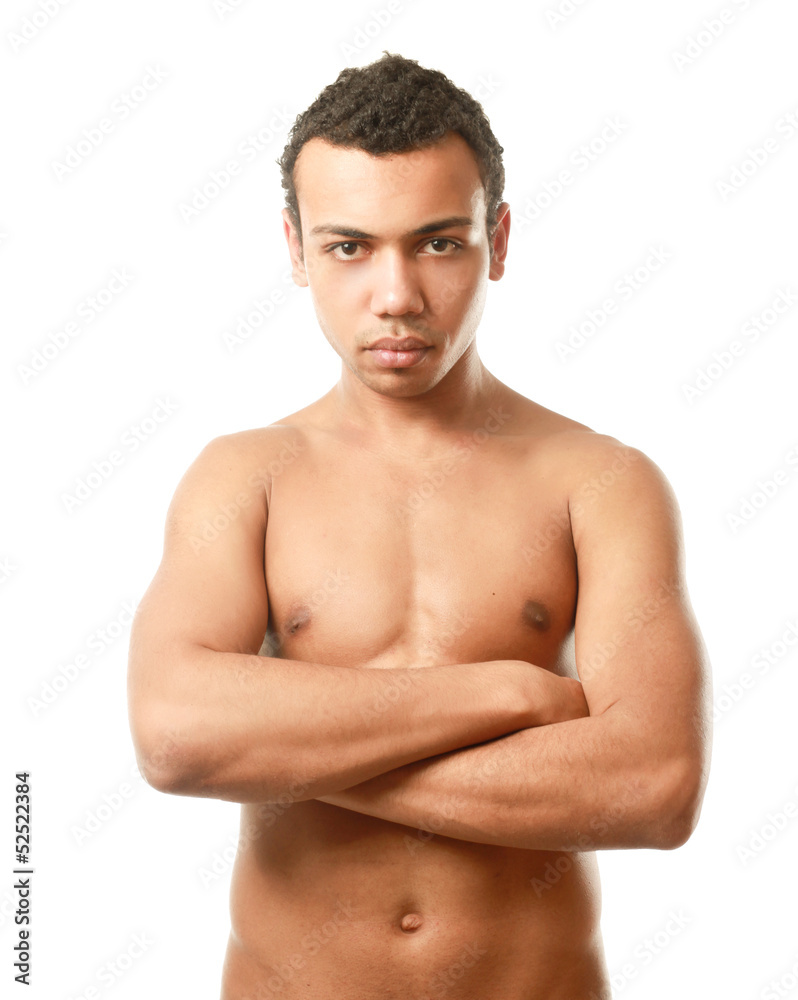 Portrait of a young man, isolated on white background