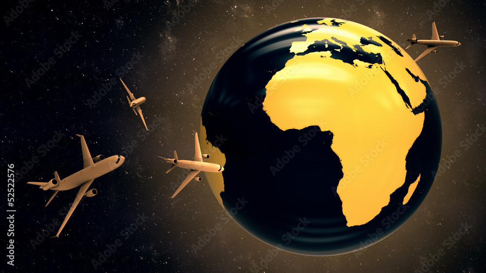Naklejka premium Globe airplanes.
