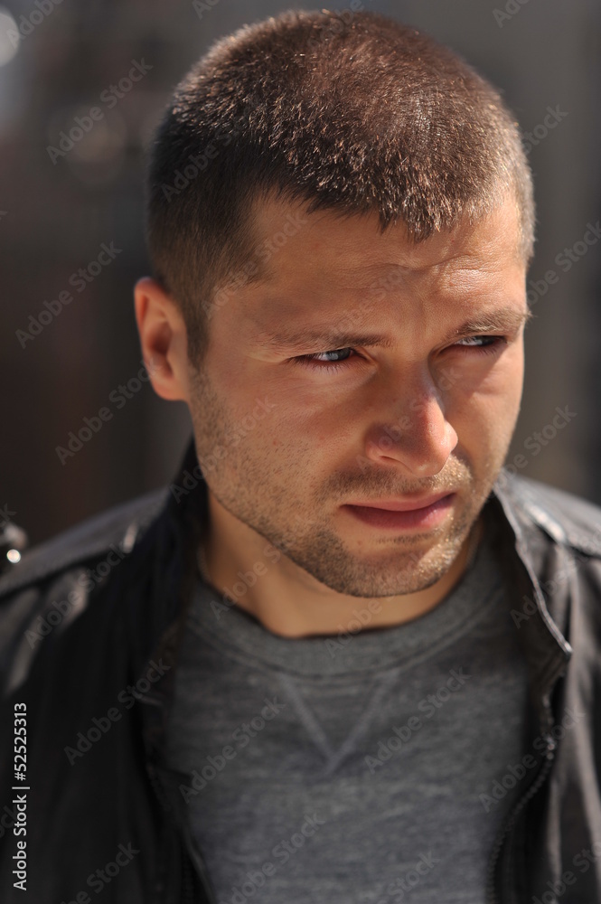 Male actor headshot showing action movie charackter Male actor headshot showing action movie charackter
