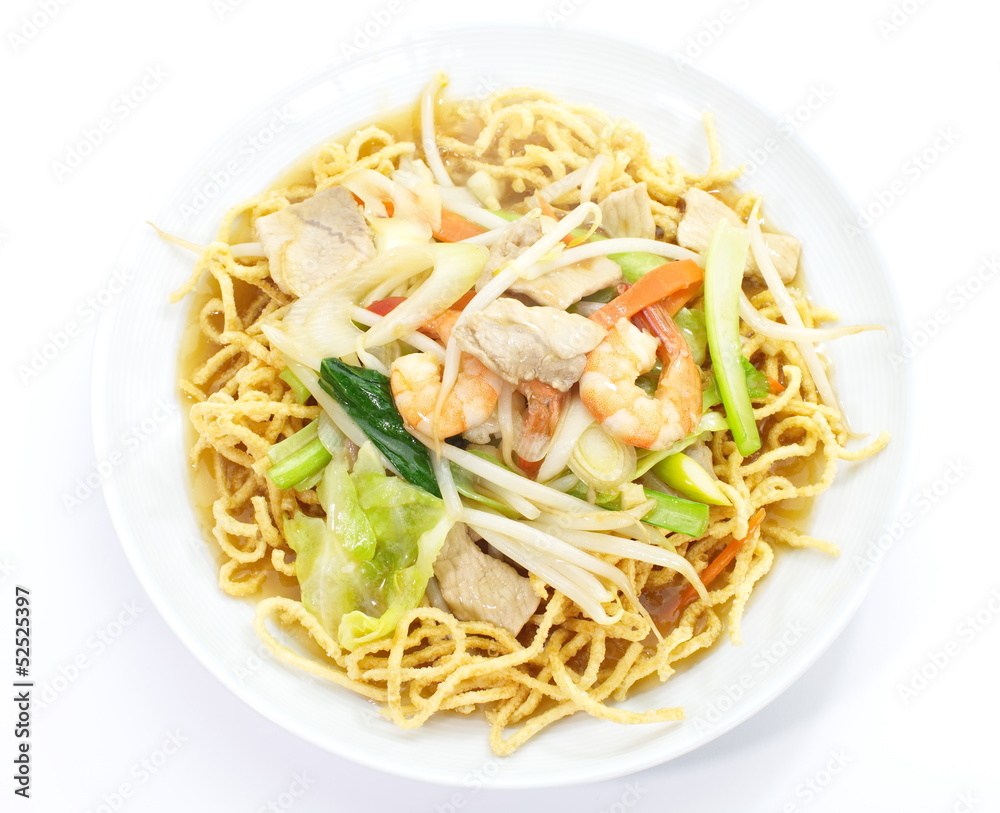 Chinese Deep Fried Noodle with seafood