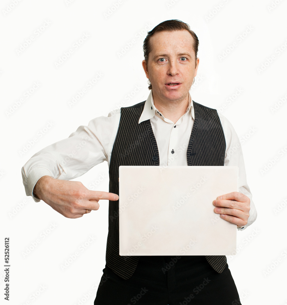 Man with poster Man with poster