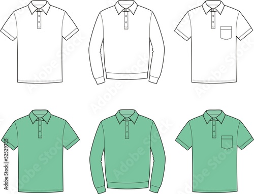Vector illustration of men's polo t-shirts