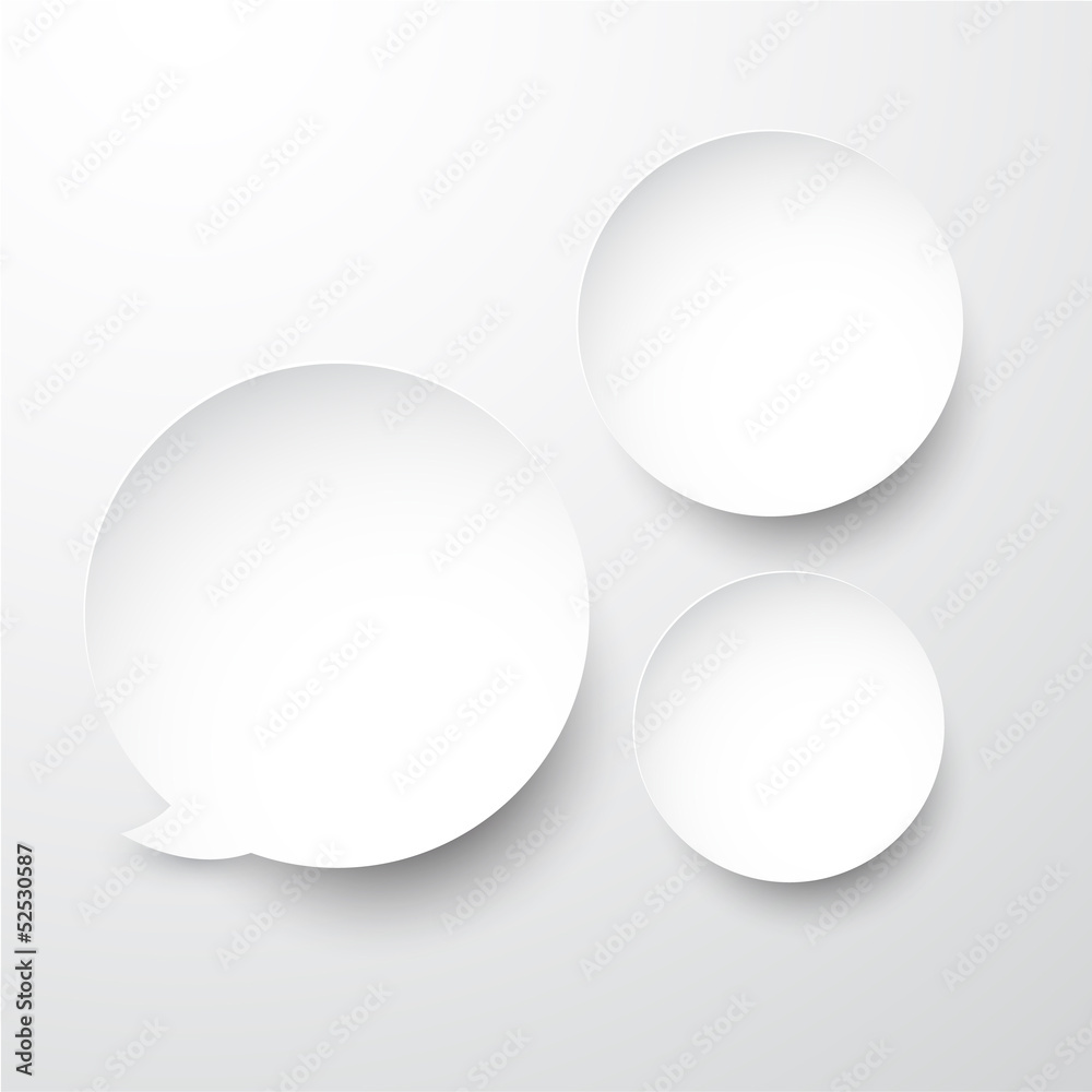 Paper white round speech bubbles. Paper white round speech bubbles.