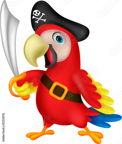 Cute parrot pirate cartoon