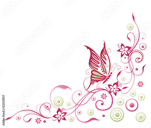 Sommer, Schmetterling, Blume, Ranke, pink, rosa
