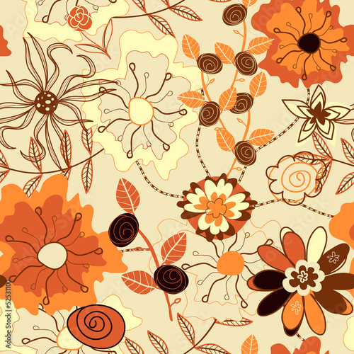 vector seamless autumn floral pattern