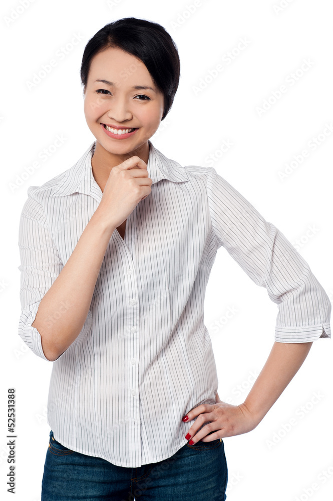 Casual young chinese girl, smiling portrait Casual young chinese girl, smiling portrait