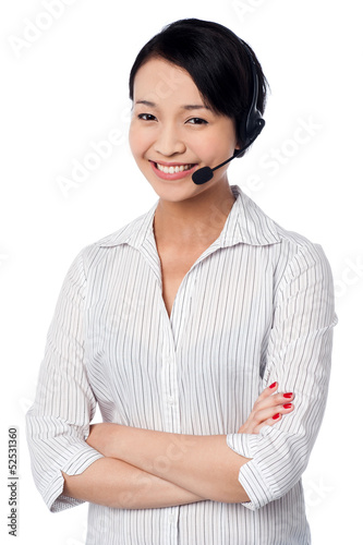 Cute female call centre executive