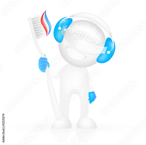 Cute Robot mit der Zahnbürste