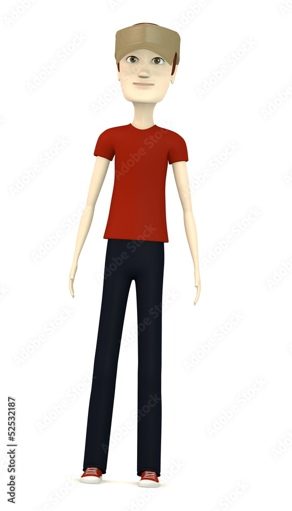 3d render of cartoon character with summer hat 3d render of cartoon character with summer hat