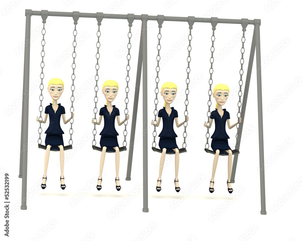 3d render of cartoon character in swing 3d render of cartoon character in swing