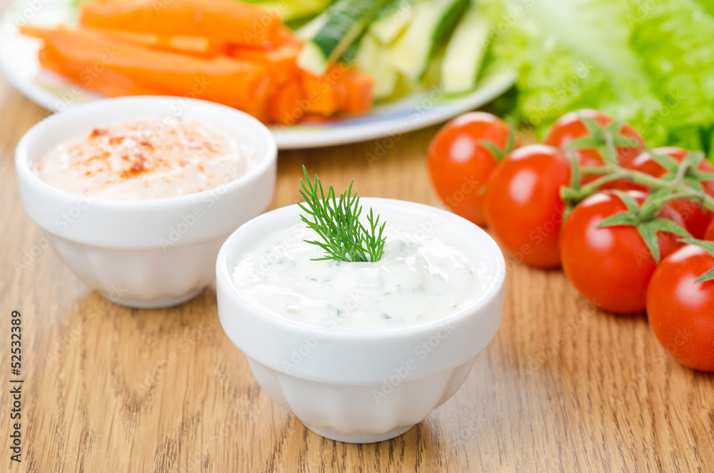 yoghurt sauce with herbs, sauce with sun-dried tomatoes yoghurt sauce with herbs, sauce with sun-dried tomatoes