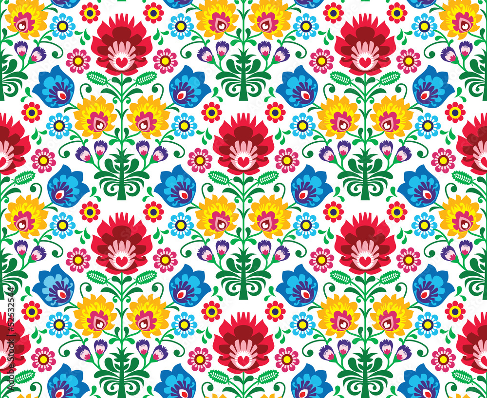 Seamless floral polish pattern - ethnic background