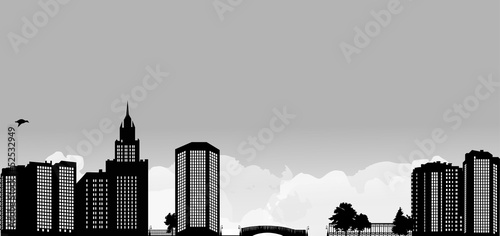 grey city panorama illustration © Alexander Potapov