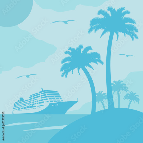 Summer background card with ship