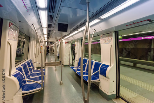 Interior of  subway train