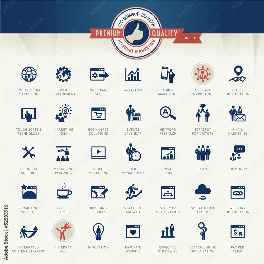 Set of business icons for internet marketing and services