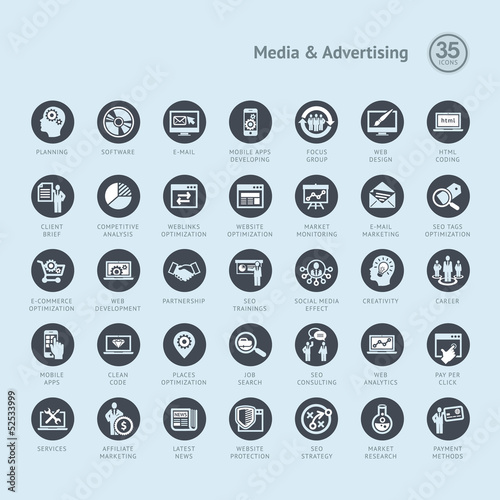 Set of business icons for media and advertising