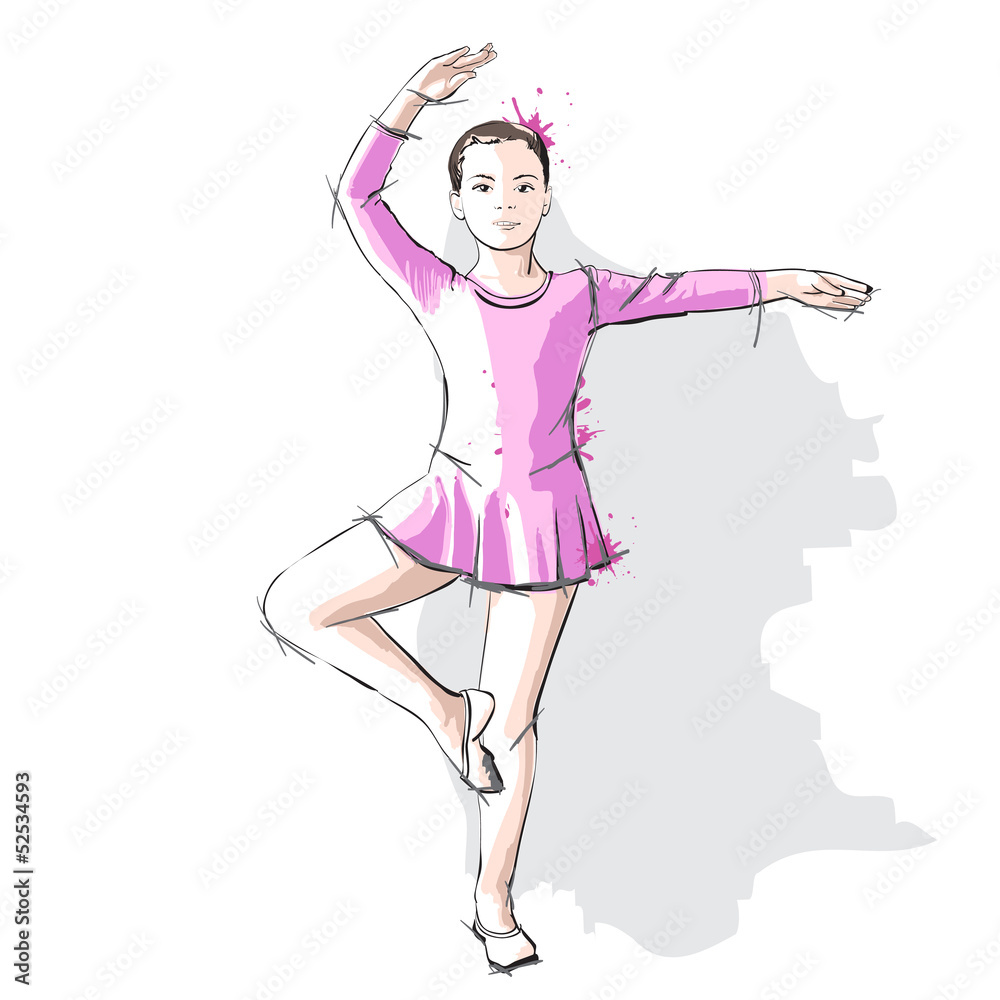 Ballerina little girl in a pink dress and pointe Ballerina little girl in a pink dress and pointe