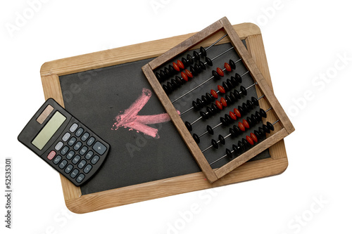 деревянные счеты и калькулятор