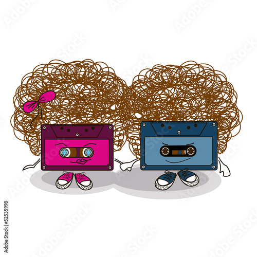 Cartoon comic cassette tape background