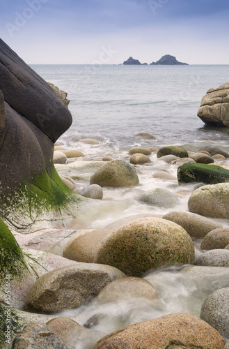 Beautiful landscpae of Porth Nanven beach Cornwall England photo