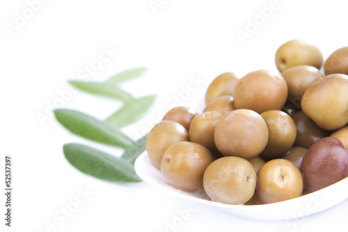 Olives with leafs