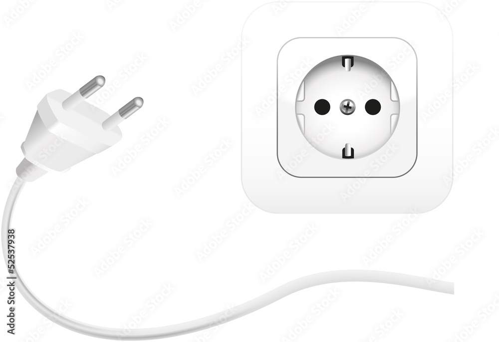 Electric Socket and Plug ( Strom Steckdose und Stecker ) Stock Vector
