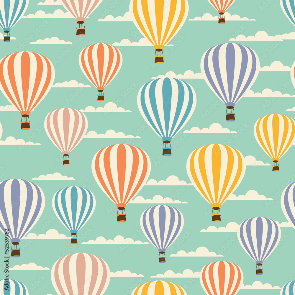 Obraz premium Retro seamless travel pattern of balloons.