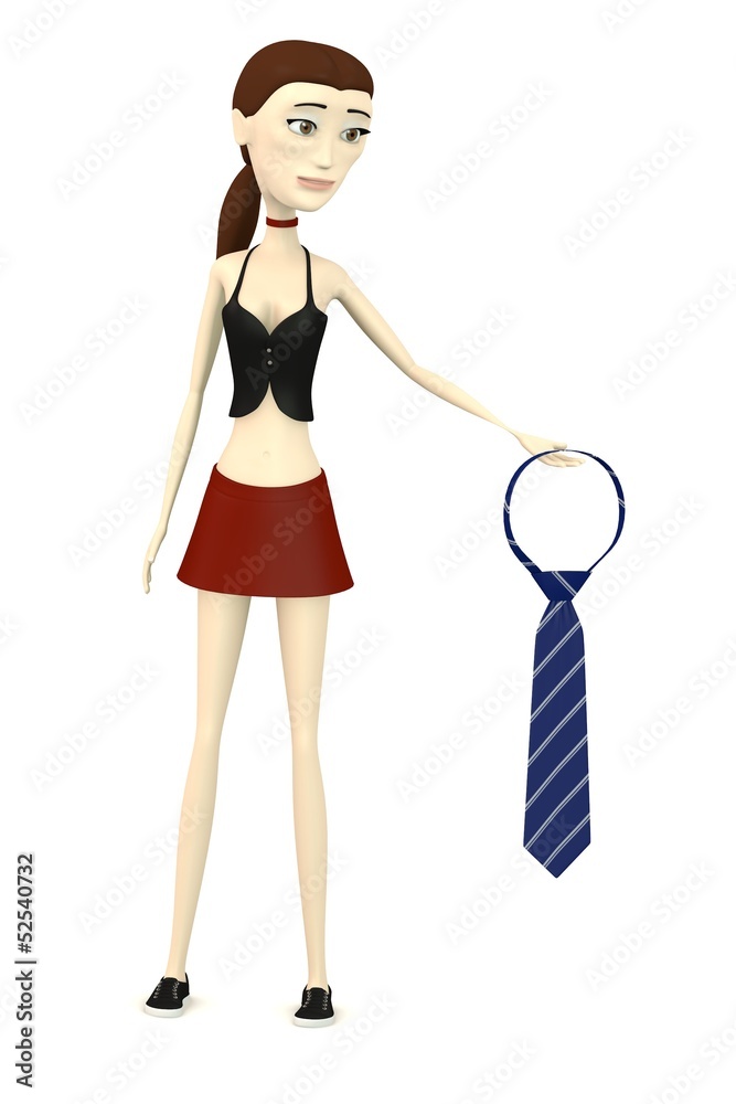 3d render of cartoon character with tie