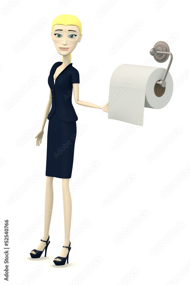 3d render of cartoon character with toilet paper 3d render of cartoon character with toilet paper