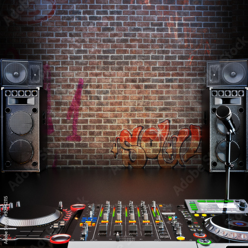 Schilderij op canvas DJ R&B , Rap, or Pop Music stage or singing background