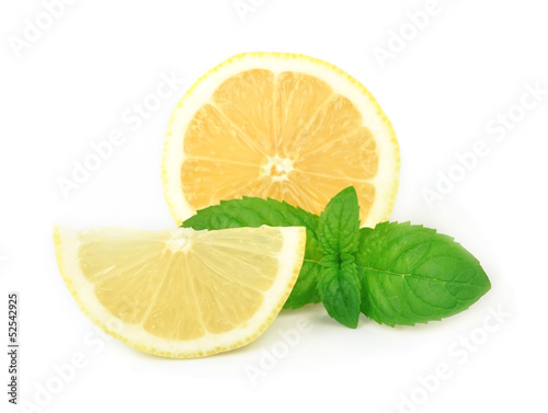 Slice of lemon with mint