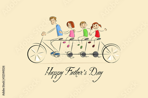 vector illustration of family enjoying tandem bicycle ride