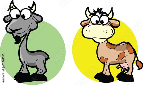 Мультфильм животных - коз и коров, векторные