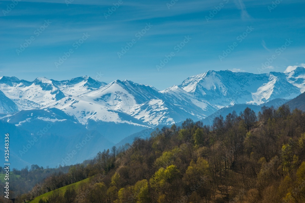 View over Pyrenees mountains